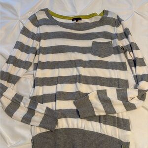 Gray and White Striped Sweater